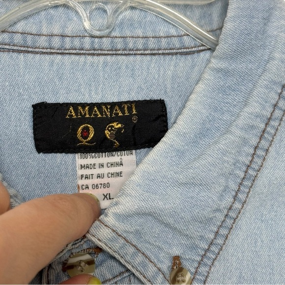 Vintage 90s Denim Button-Down Shirt Size XL Light Wash Western Workwear - Picture 3 of 6